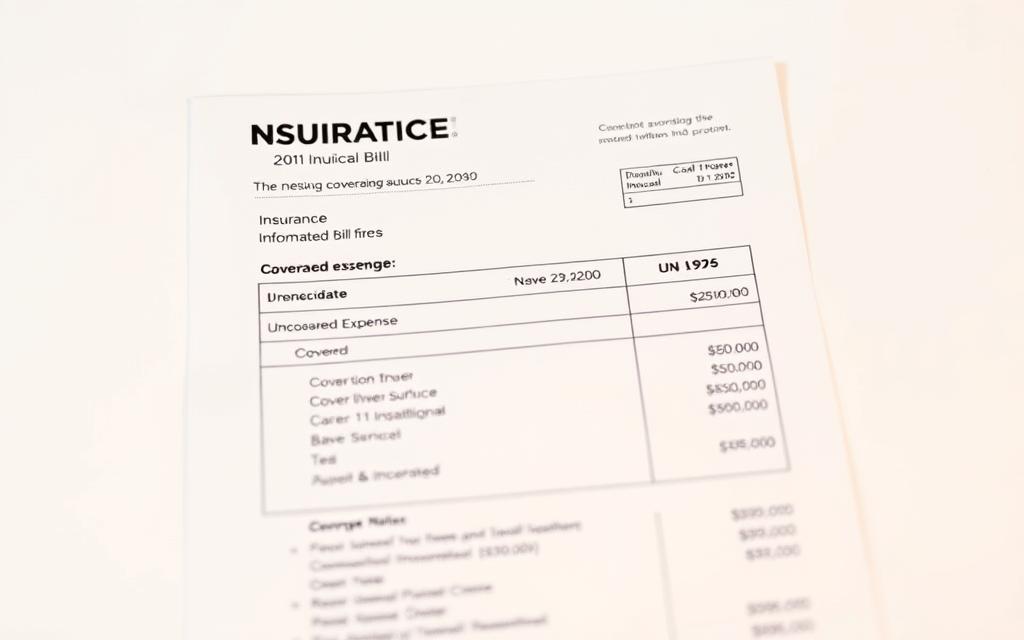 A Detailed Medical Bill With Insurance Coverage Information Prominently Displayed, Set Against A Crisp, Clean Background. The Bill'S Layout Should Convey A Sense Of Organization And Professionalism, With Clear Breakdowns Of Covered And Uncovered Expenses. A Subtle But Warm Lighting Illuminates The Document, Creating Depth And Highlighting The Key Details. The Overall Atmosphere Should Be One Of Clarity, Reassurance, And The Sense That The Medical Costs Are Being Properly Addressed.